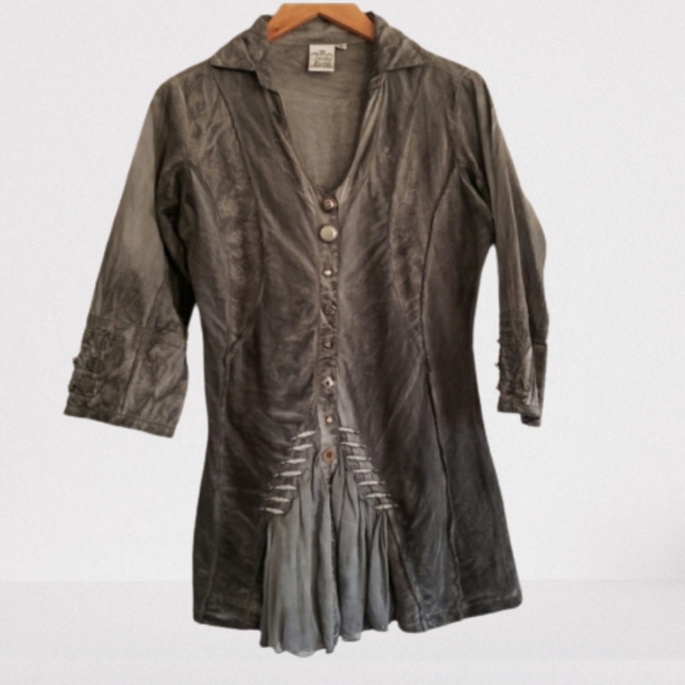 Parsley and sage gray vintage tunic steampunk top
